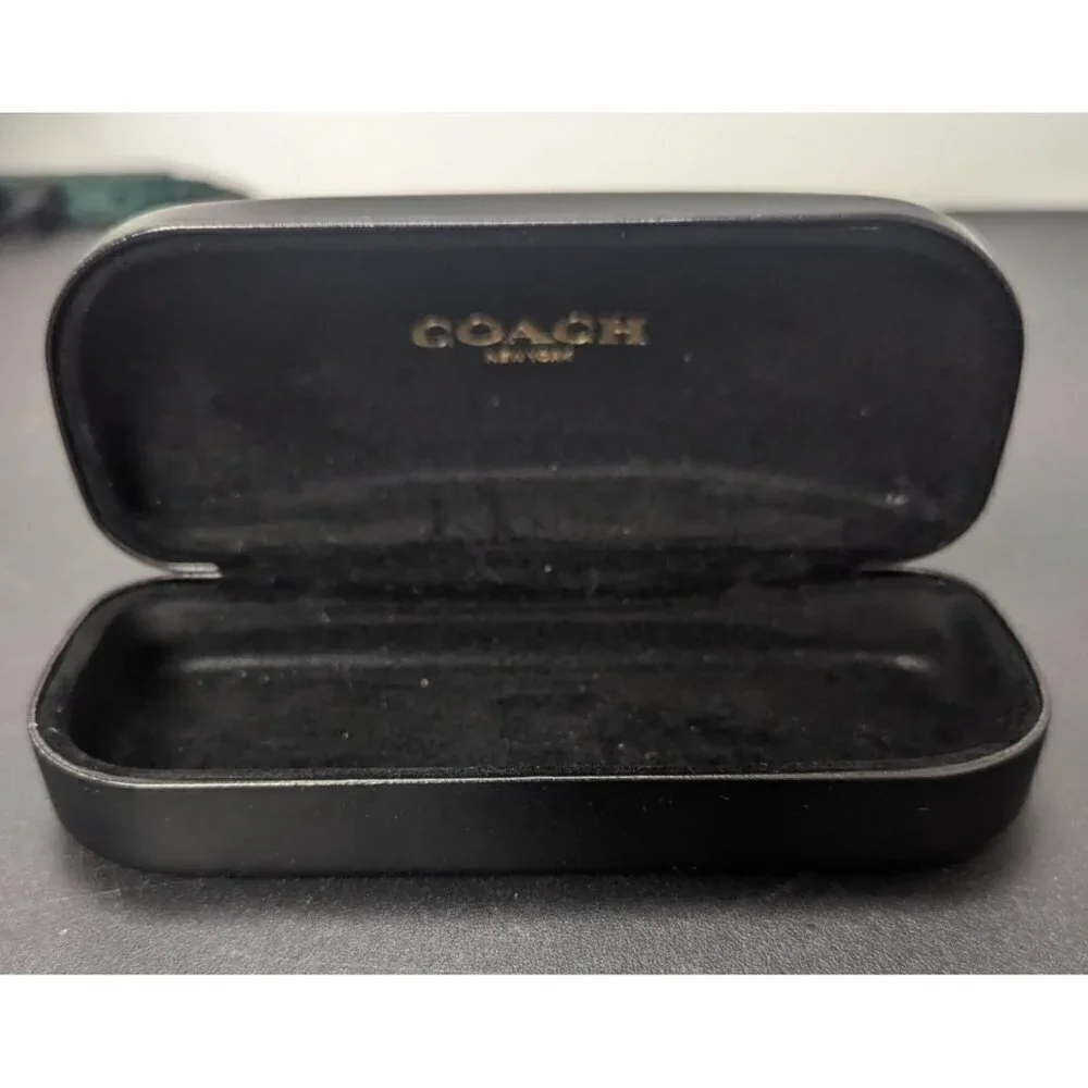 COACH BLACK HARD LEATHER CLAMSHELL GLASSES SUNGLASS HARD SHELL CASE